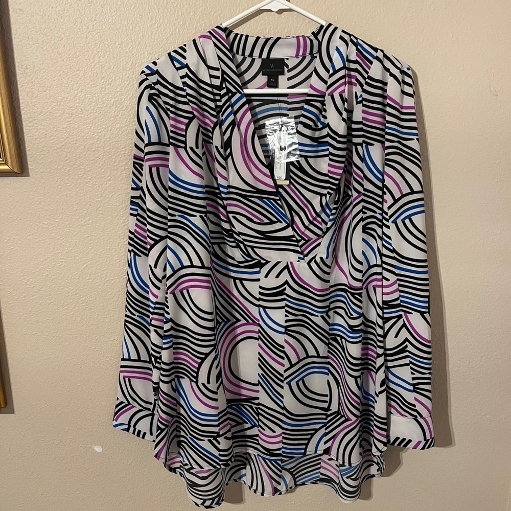 Worthington "Scantily" Multicolor Geometric Blouse Size XL New With Tag